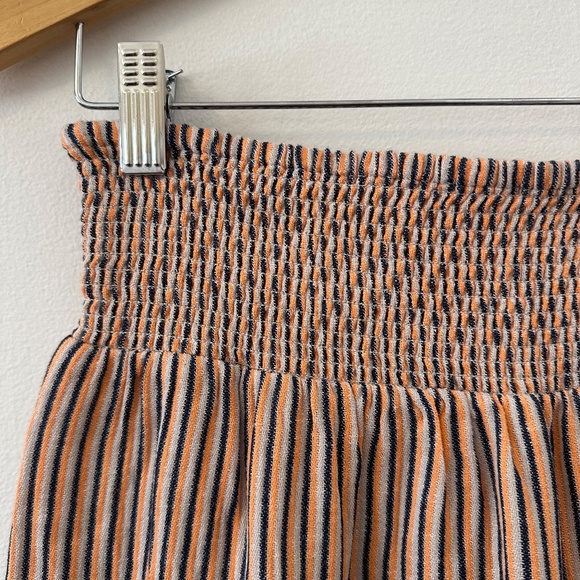 THML Striped Smocked Cotton Ruffle Mini Skirt | Size Small - Picture 3 of 8